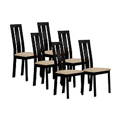 Vente-Unique Lot de 6 chaises DOMINGO - Hêtre massif wengé