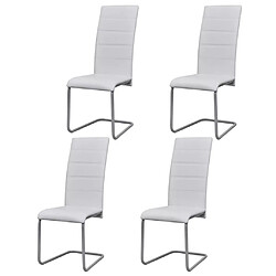 Decoshop26 Lot de 4 chaises de salle à manger cuisine cantilever confortable et moderne en synthétique blanc CDS021345 