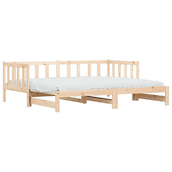 Maison Chic Lit de jour avec lit gigogne et matelas, Lit de repos Lit d'invité pour Salon Chambre,Canapé-lit 80x200 cm bois de pin massif -MN91497