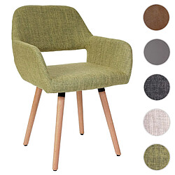 Mendler Chaise de salle à manger Altena II, fauteuil, design rétro des années 50 ~ tissu, vert clair