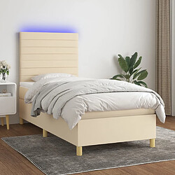 vidaXL Sommier à lattes de lit et matelas et LED Crème 100x200cm Tissu 