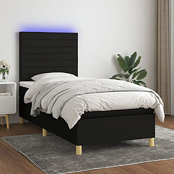 Sommier à lattes,Cadre à lattes de lit et matelas et LED pour Adulte Noir 90x190 cm Tissu -MN85787