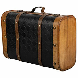 Valise décorative Alexandra House Living Noir PVC Bois Métal Tissu Vintage 30 x 17 x 43 cm pas cher