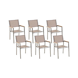 Beliani Lot de 6 chaises Empilable Acier inox Beige GROSSETO