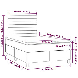 vidaXL Sommier à lattes de lit et matelas Gris clair 120x200cm Velours pas cher