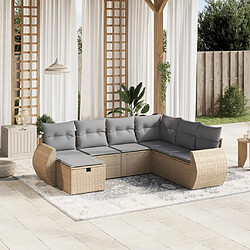 vidaXL Salon de jardin avec coussins 7pcs mélange beige résine tressée 