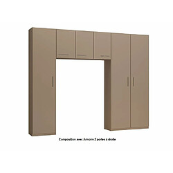 Inside 75 Ensemble de rangement pont 3 portes taupe mat largeur 280 cm