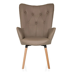 Fauteuil à oreilles / fauteuil vintage HAVENIO I tissu beige hjh LIVING 