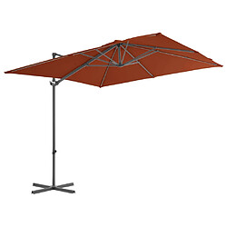 vidaXL Parasol de jardin en porte-à-faux avec mât en acier terre cuite