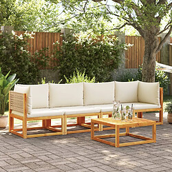 vidaXL Salon de jardin avec coussins 4 pcs bois d'acacia massif 