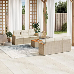 vidaXL Salon de jardin avec coussins 7 pcs beige résine tressée 