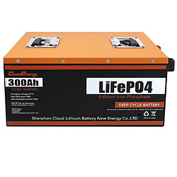 Batterie de secours Cloudenergy 12 V 300 Ah LiFePO4, 3 840 Wh d'énergie, plus de 6 000 cycles, BMS 100 A intégré