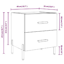 vidaXL Tables de chevet 2 pcs blanc 40x35x47,5 cm bois d’ingénierie pas cher