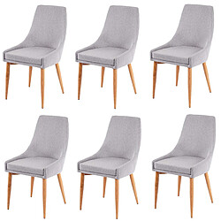 Decoshop26 Lot de 6 chaises de salle à manger cuisine design rétro tissu gris 04_0000654