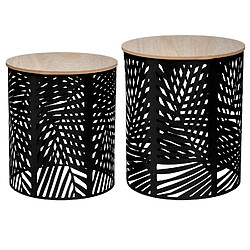 Atmosphera, Createur D'Interieur 2 Tables d'appoint design métal bois Contempo - Noir