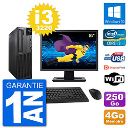 PC Lenovo M92p SFF Ecran 27" Intel i3-3220 RAM 4Go Disque 250Go Windows 10 Wifi - Occasion