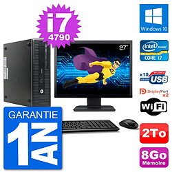 PC HP EliteDesk 800 G1 Ecran 27" Core i7-4790 RAM 8Go Disque 2To Windows 10 Wifi · Occasion 