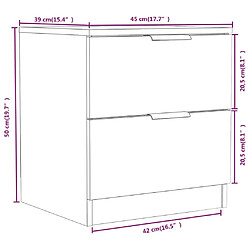 vidaXL Tables de chevet 2 pcs Chêne fumé Bois d'ingénierie pas cher