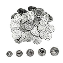 Acheter 100Pcs / Set Jetons De Poker 5 10 20 50 100 Pièces De Casino En Argent Pièces De Pirate