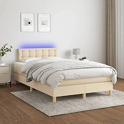 Avis Maison Chic Lit adulte- Lit + matelas + LED,Sommier à lattes de lit matelas et LED crème 120x190 cm tissu -GKD89358