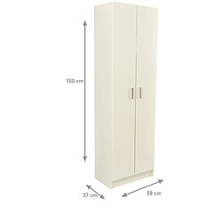 Alter Armoire polyvalente avec deux portes avec cinq étagères, couleur blanche, Dimensions 180 x 59 x 37 cm