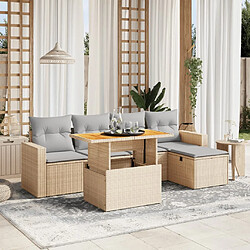 vidaXL Salon de jardin avec coussins 6 pcs beige résine tressée 