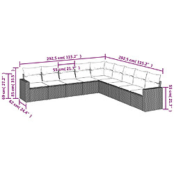 Acheter vidaXL Salon de jardin avec coussins 9 pcs marron résine tressée