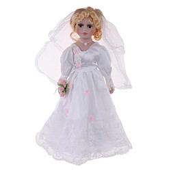 Poupée en porcelaine victorienne Poupée de Collection en Porcelaine avec Robe de Mariée en Dentelle Blanchet Jouet pour Enfant - 40cm