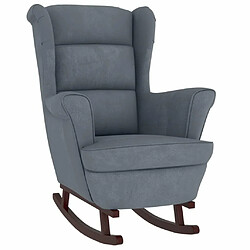 Maison Chic Fauteuil à bascule et pieds,Fauteuil pour relax en bois d'hévéa Gris foncé Velours -MN99836