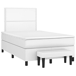 Maison Chic Lit adulte- Lit + matelas,Sommier à lattes de lit avec matelas blanc 120x190cm similicuir -GKD66825