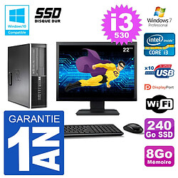 PC HP Compaq 8100 SFF Ecran 22" i3-530 RAM 8Go SSD 240Go Graveur DVD Wifi W7 · Occasion 