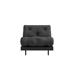 Avis Inside 75 Fauteuil convertible futon ROOTS pin laqué noir matelas 90 x 200 cm coloris gris foncé