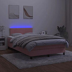 Acheter Maison Chic Lit adulte - Lit + matelas + LED,Sommier à lattes de lit et matelas LED rose 120x190 cm velours -GKD19132