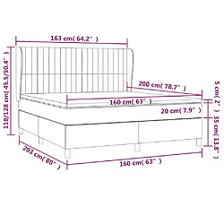 vidaXL Sommier à lattes de lit avec matelas Taupe 160x200 cm Tissu pas cher