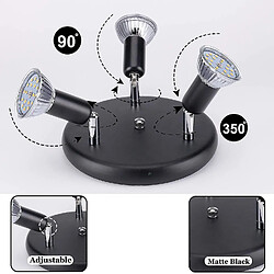 Universal Lampe lustre LED pivotant 350 noir y compris 3 x 6 W projecteur ampoule lumière blanche chaude 2800K(Le noir) pas cher