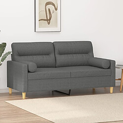 vidaXL Canapé 2 places avec oreillers gris foncé 140 cm tissu 