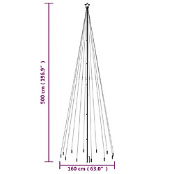 vidaXL Sapin de Noël avec piquet 732 LED blanc chaud 500 cm pas cher