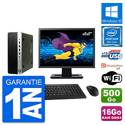 PC HP 600 G3 SFF Ecran 22" Intel G4400 RAM 16Go Disque Dur 500Go Windows 10 Wifi · Occasion 