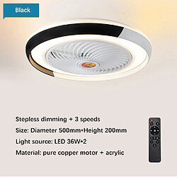 Avis Universal Lampe ventilateur de plafond de 50cm, 220V LED 36W dimmer en continu 3 vitesses dimmer bulles lustre de commande silencieuse, noir