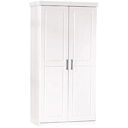 Pegane Armoire avec 2 portes blanche, Dim : 95,2 x 55 x 190 cm