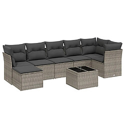 vidaXL Salon de jardin 8 pcs avec coussins gris résine tressée