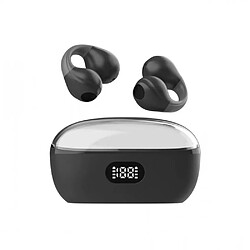 General Écouteurs sans fil à conduction osseuse avec clip d'oreille Bluetooth 5.3, mini écouteurs de course à pied étanches, suppression du bruit/qualité Hifi/longue durée de vie de la batterie(noir) 