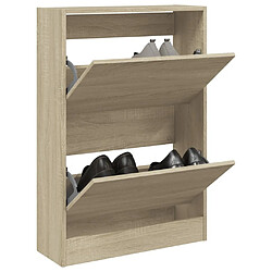 Maison Chic Armoire à chaussures | Meuble de rangement à chaussures Meuble d'Entrée chêne sonoma 60x21x87,5 cm bois ingénierie -MN75942