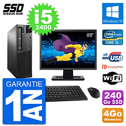 PC Lenovo M91p SFF Ecran 22" Intel i5-2400 RAM 4Go SSD 240Go Windows 10 Wifi - Occasion