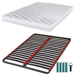 Ebac Matelas mousse + Sommier métal C39 120x190 Marly - Hauteur 15 cm - Soutien ferme