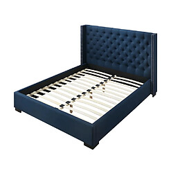 Acheter Vente-Unique Lit avec tête de lit capitonnée - 180 x 200 cm - Tissu - Bleu + Matelas - MASSIMO II