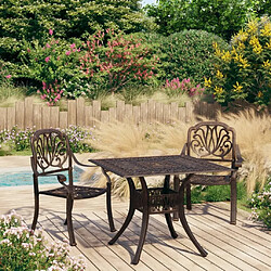 Maison Chic Table de bistro et chaises d'extérieur 3 pcs,Ensemble de bistro de jardin pour relax Aluminium coulé Bronze -GKD688368