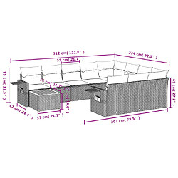 Acheter vidaXL Salon de jardin 11 pcs avec coussins gris résine tressée