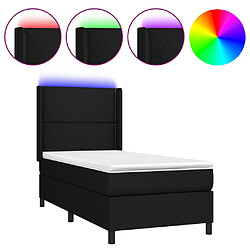 vidaXL Sommier à lattes de lit matelas LED Noir 100x200 cm Tissu