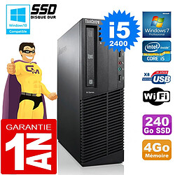 PC Lenovo M92p SFF Core I5-2400 Ram 4Go Disque 240 Go SSD Graveur DVD Wifi W7 - Occasion